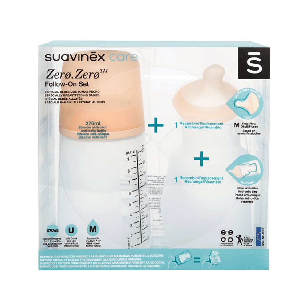 Suavinex pack chupete Zero-Zero -2-2 meses y biberon 180 ml